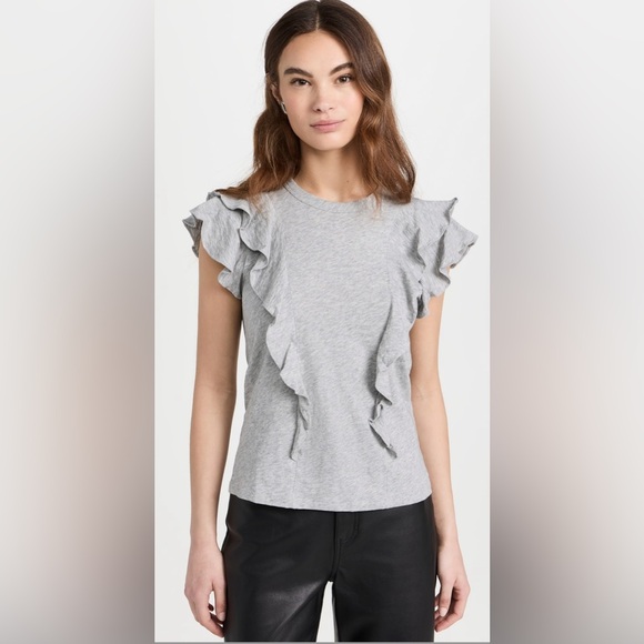 Veronica Beard Tops - Veronica Beard Bea Short-Sleeve Crewneck Ruffle Tee